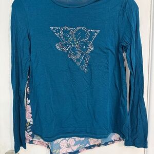 GUESS Blue Blouse with unique floral back design